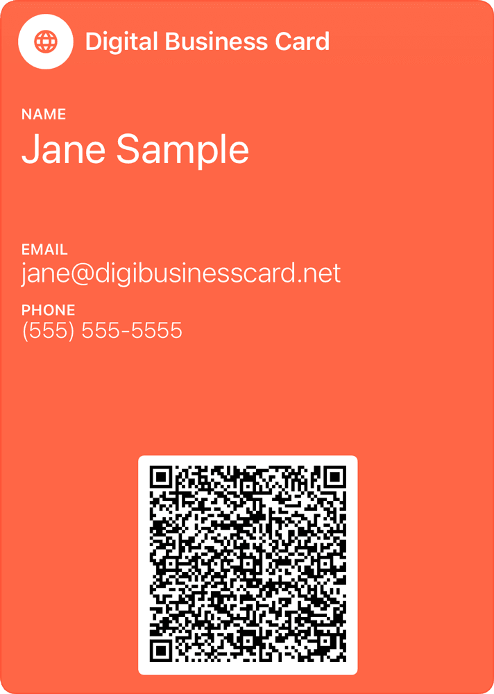 Digital business card with QR code as a wallet pass on a smartphone